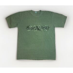 Vintage Crazy Shirts Men's Floral Hawaiian T-shirt Green Short Sleeve Size 2XL